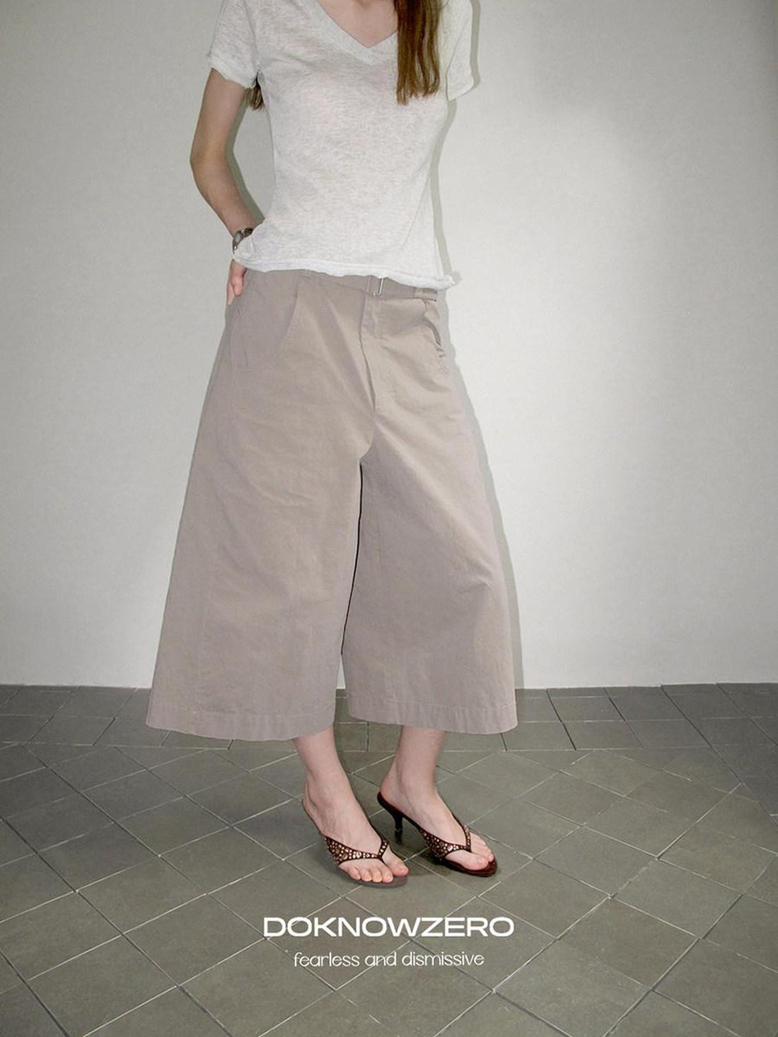 DKZ OFFICIAL Apricot Belted Button Natural Waist Women&