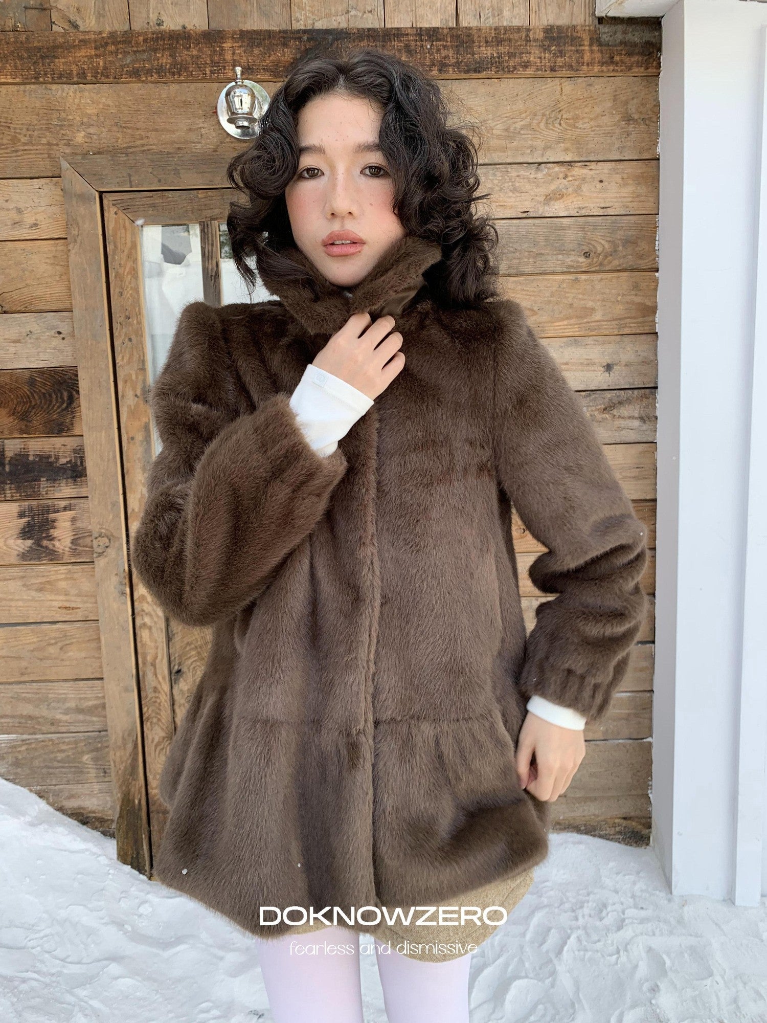 DKZ OFFICIAL Apricot Court Doll Collar Midlength Women&