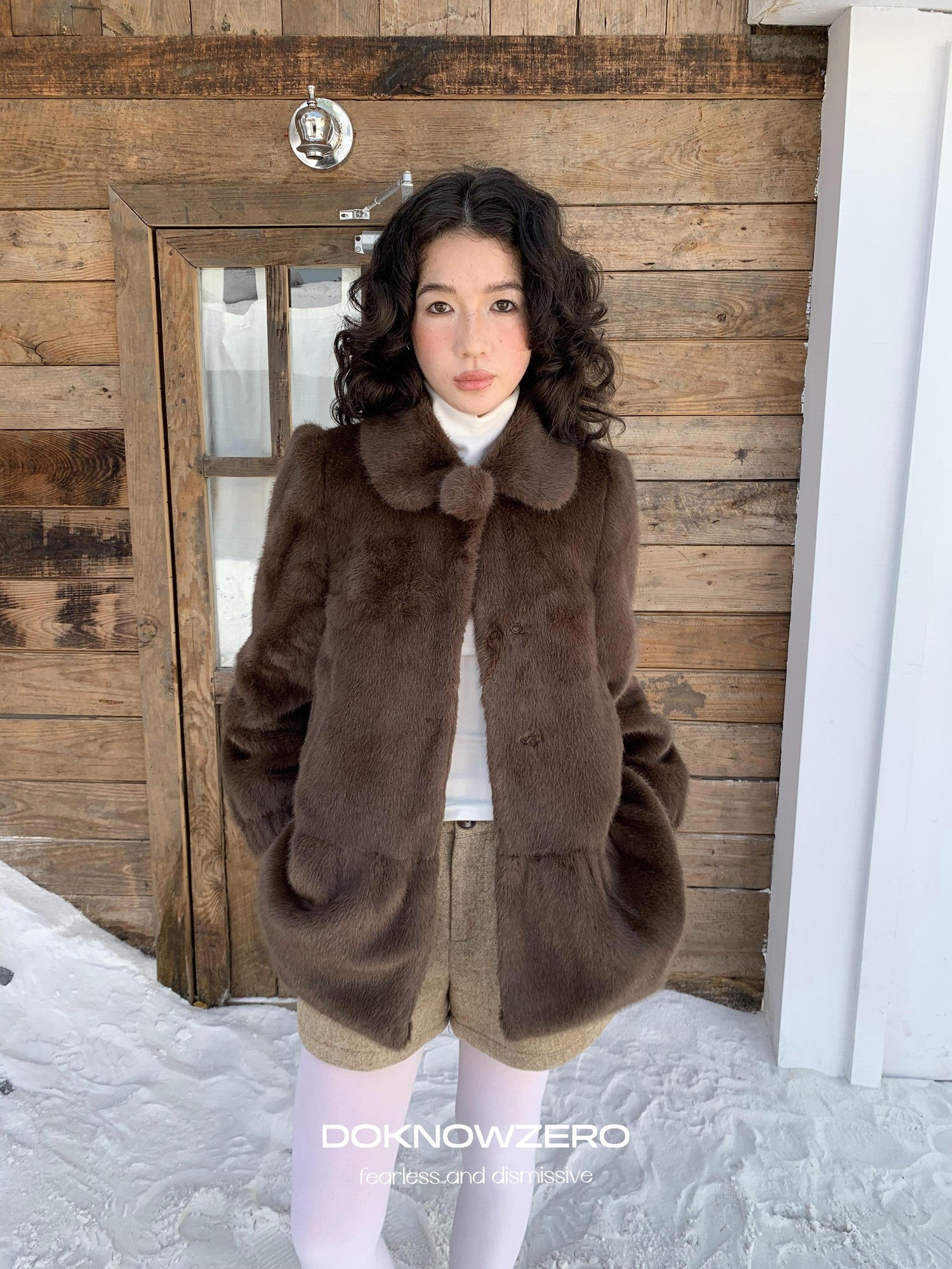 DKZ OFFICIAL Apricot Court Doll Collar Midlength Women&