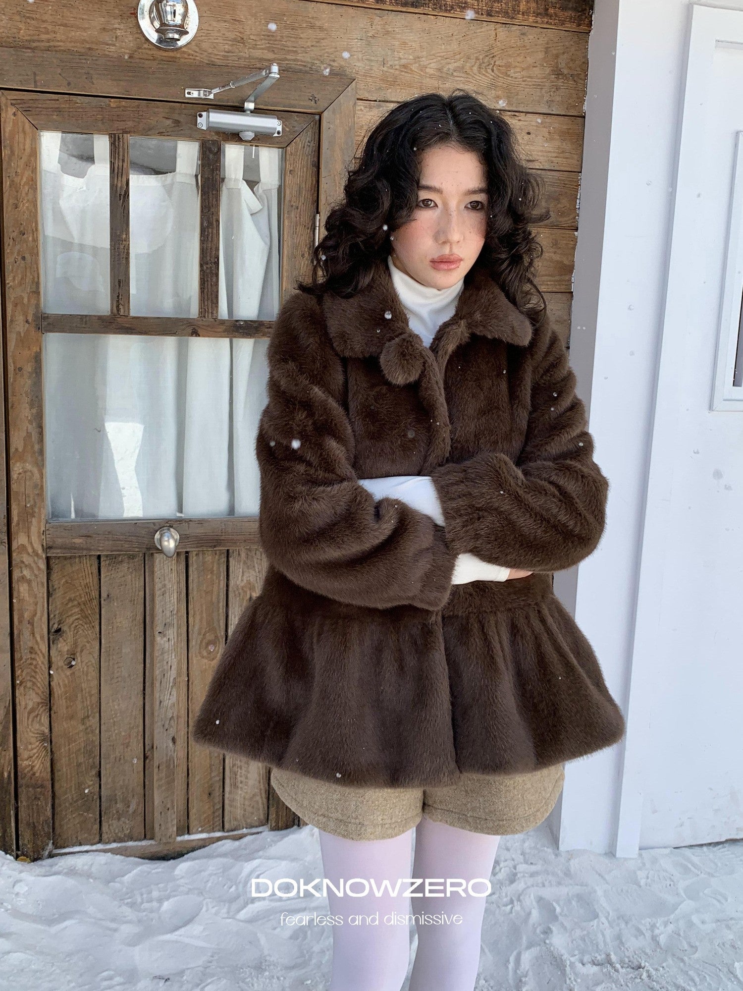 DKZ OFFICIAL Apricot Court Doll Collar Midlength Women&