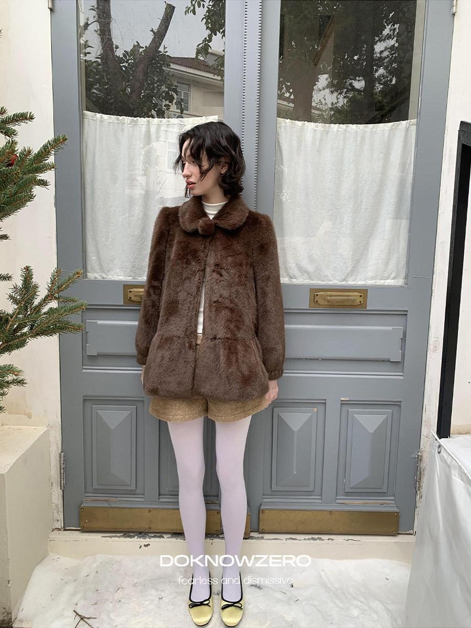 DKZ OFFICIAL Apricot Court Doll Collar Midlength Women&