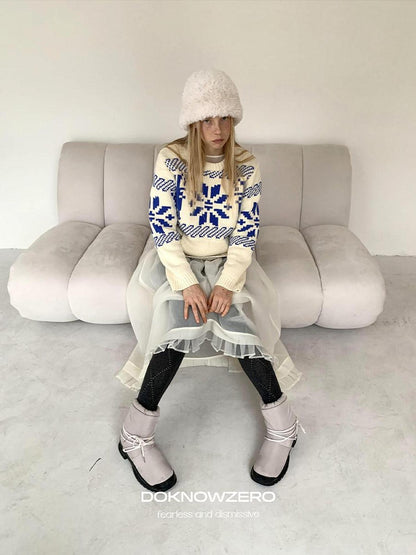 DKZ OFFICIAL Apricot Fair Isle Jacquard Women&