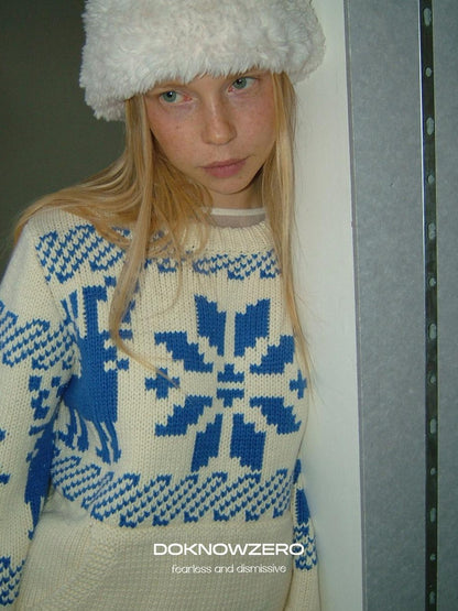 DKZ OFFICIAL Apricot Fair Isle Jacquard Women&