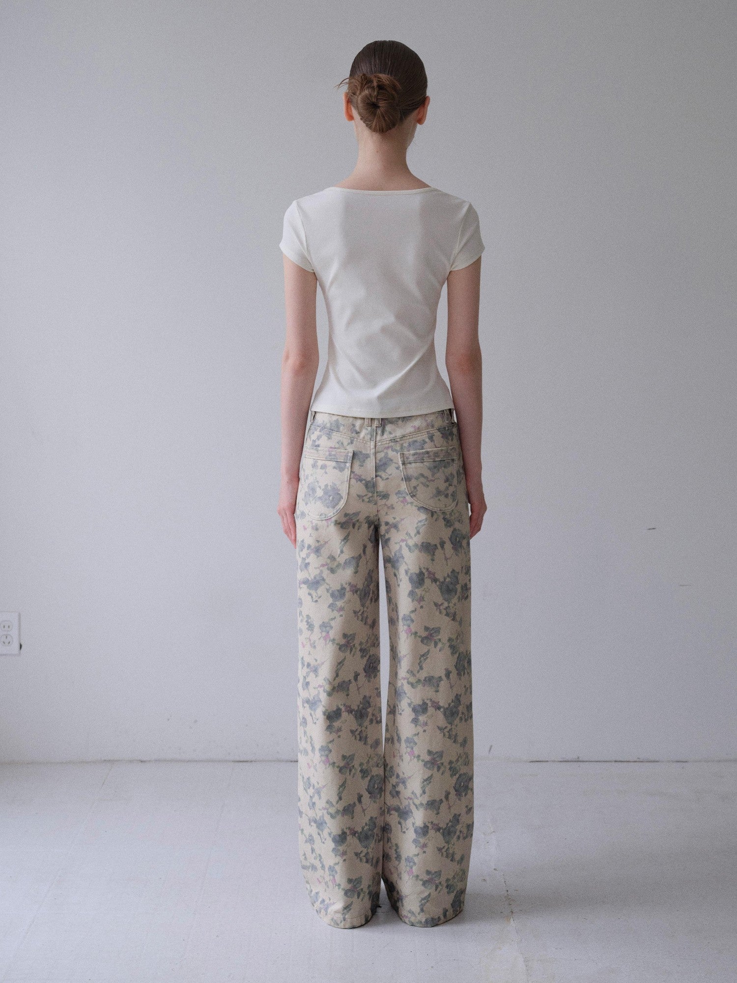 DKZ OFFICIAL Apricot Kitten Floral Ruched Women&