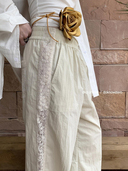 DKZ OFFICIAL Apricot Lace Panel High Waist Women&