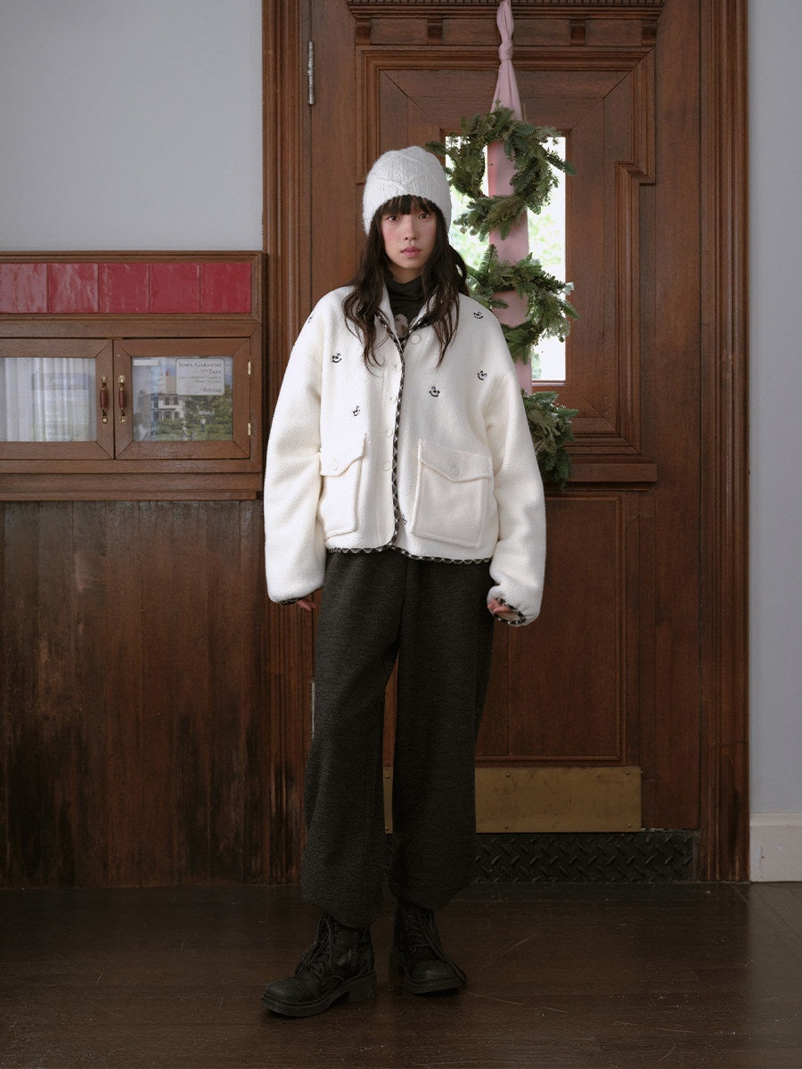 DKZ_OFFICIAL_Apricot_Plaid_Patchwork_Rocking_Horse_Embroidery_Women&