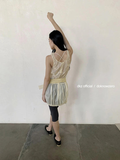 DKZ OFFICIAL Apricot Sleeveless Vest Dress