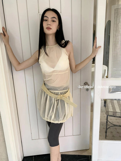 DKZ OFFICIAL Apricot Sleeveless Vest Dress