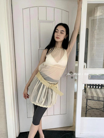 DKZ OFFICIAL Apricot Sleeveless Vest Dress