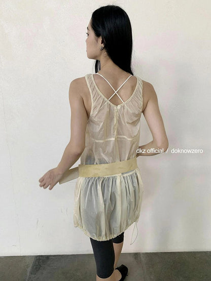 DKZ OFFICIAL Apricot Sleeveless Vest Dress