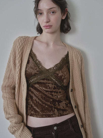 DKZ OFFICIAL Apricot V-neck Slim Layering Women&