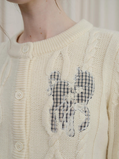 DKZ OFFICIAL Apricot Vintage Plaid Horse Embroidery Women&
