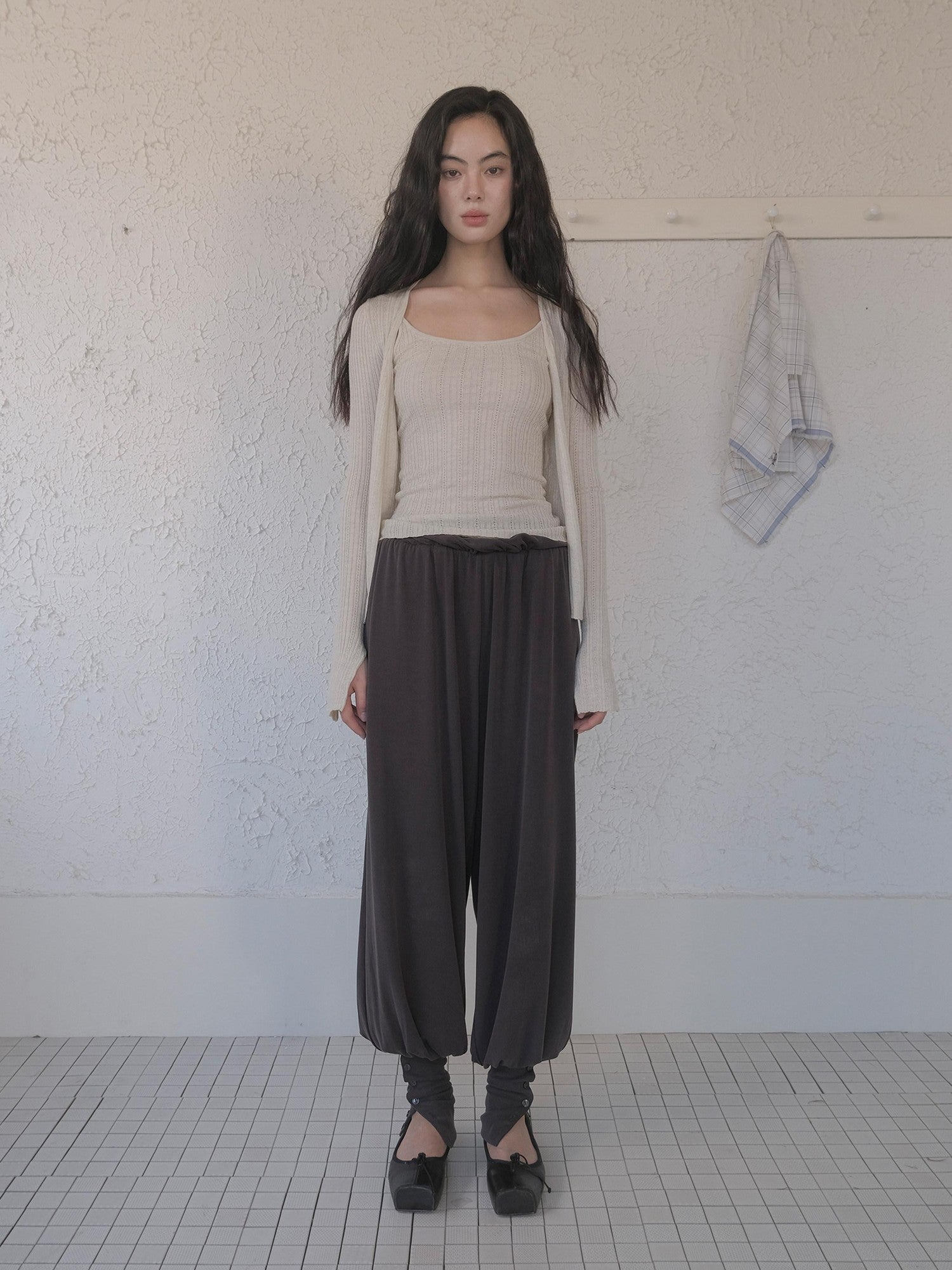 DKZ OFFICIAL Apricot Yellow Openwork Ribbed Knit Two Piece Women&