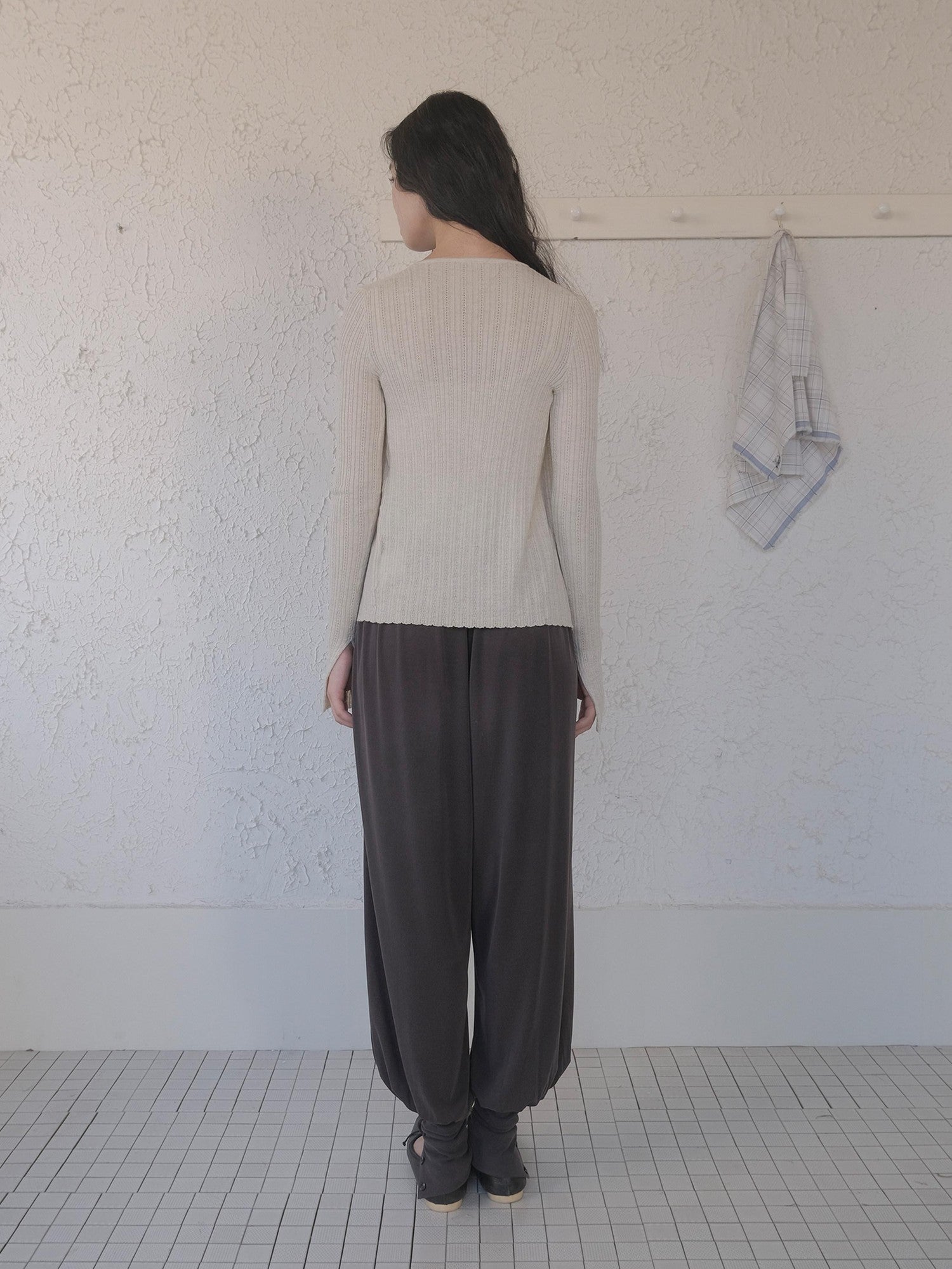DKZ OFFICIAL Apricot Yellow Openwork Ribbed Knit Two Piece Women&