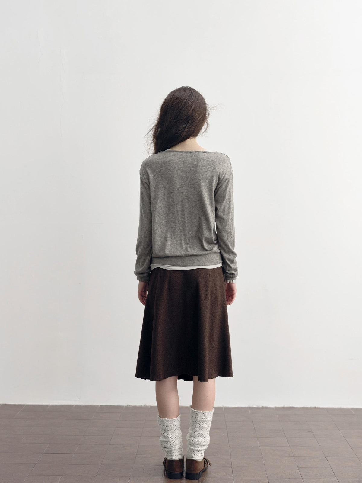 DKZ OFFICIAL Asymmetric Button Drape Neck Cardigan Two Piece Women&