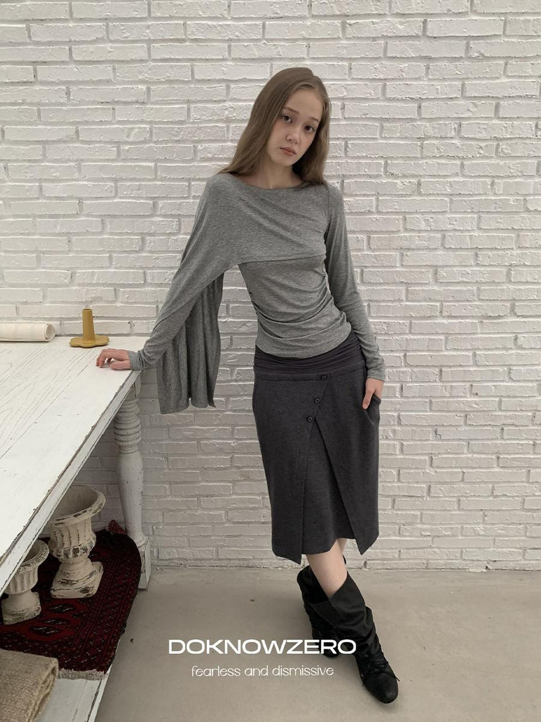 DKZ OFFICIAL Asymmetric Spliced Cape Lyocell Women&