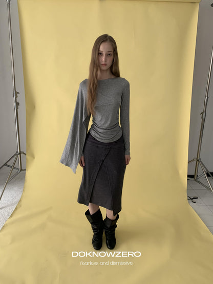 DKZ OFFICIAL Asymmetric Spliced Cape Lyocell Women&