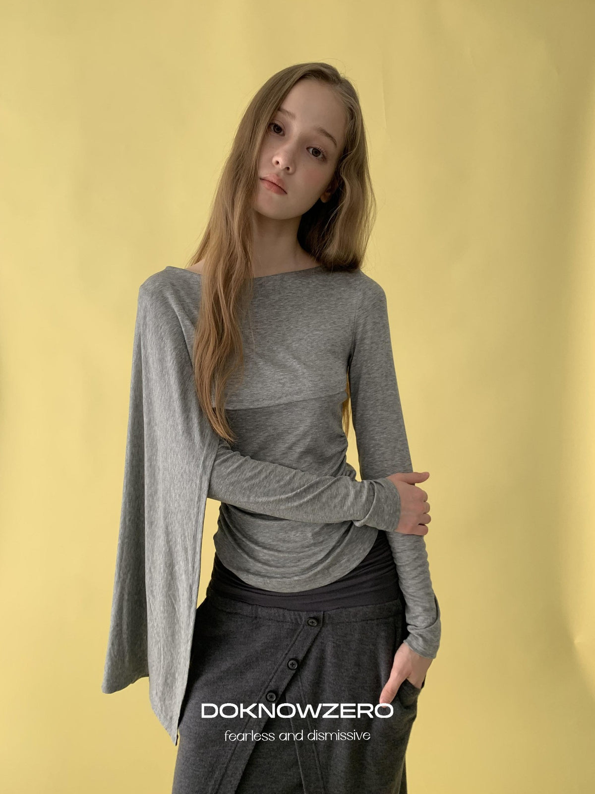 DKZ OFFICIAL Asymmetric Spliced Cape Lyocell Women&