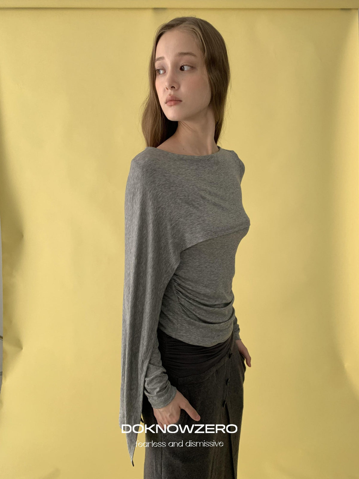 DKZ OFFICIAL Asymmetric Spliced Cape Lyocell Women&