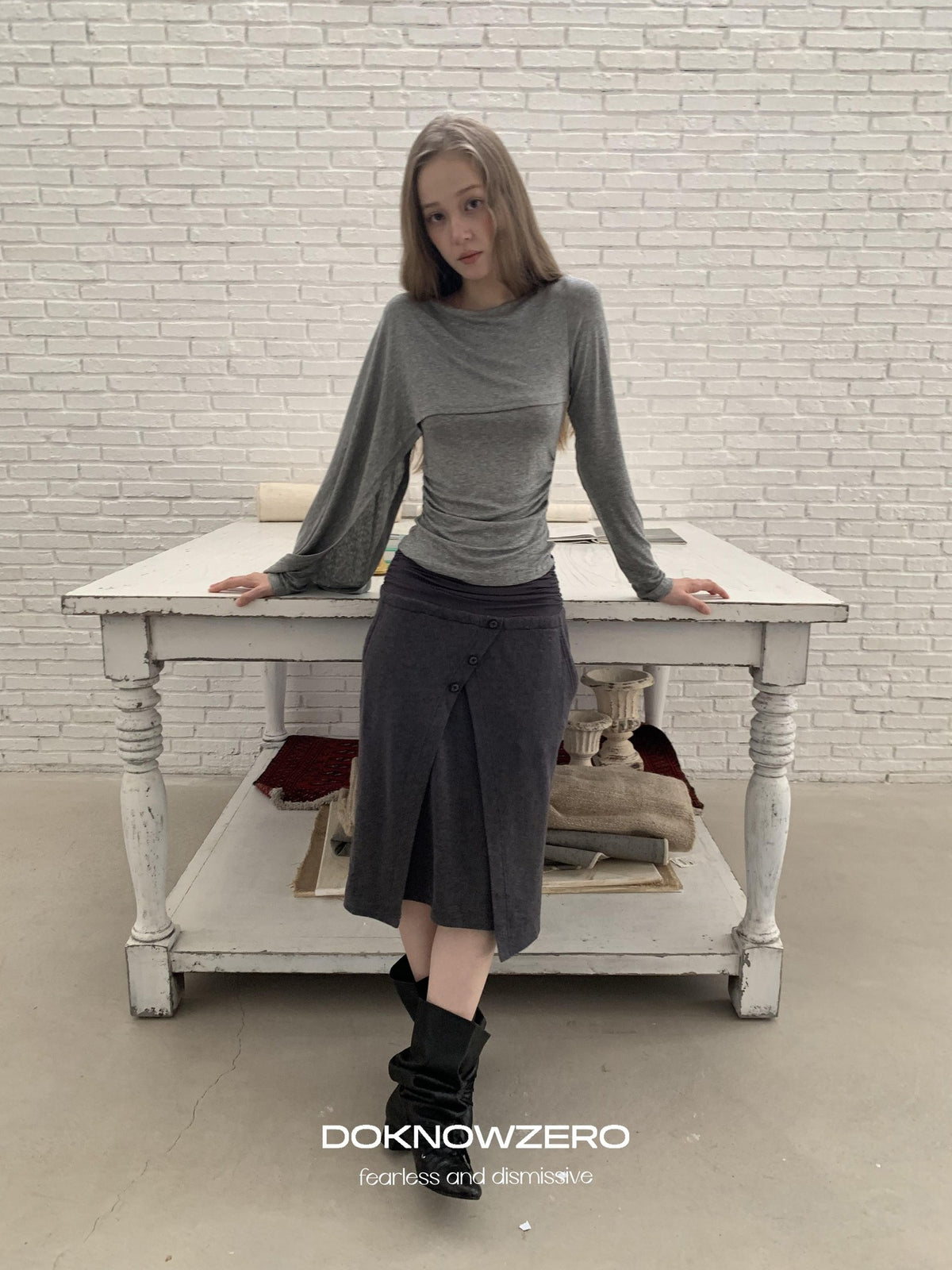DKZ OFFICIAL Asymmetric Spliced Cape Lyocell Women&