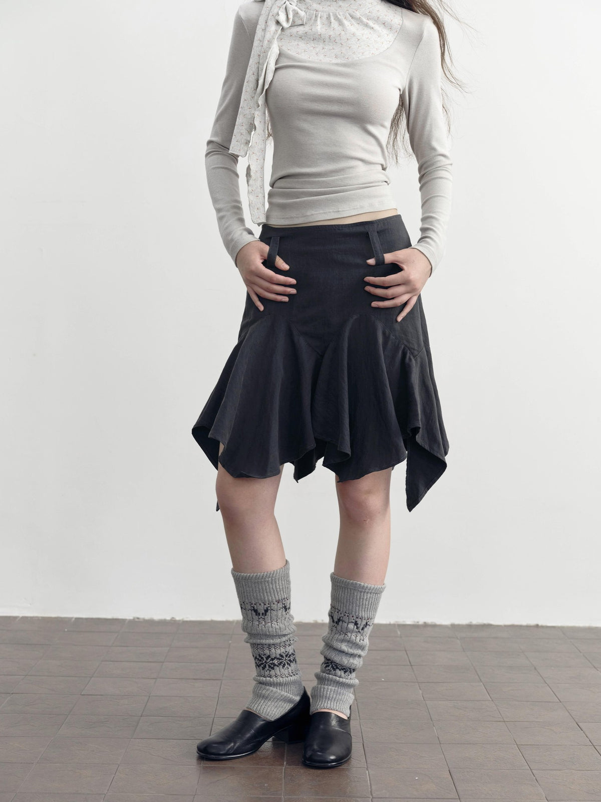 DKZ OFFICIAL Asymmetric Washed Lyocell Women&