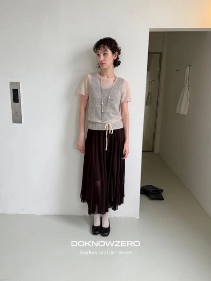 DKZ OFFICIAL Asymmetrical Chiffon Midi Skirt