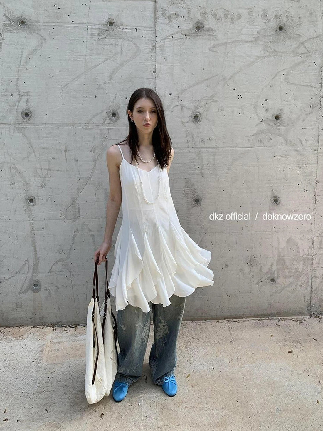 DKZ OFFICIAL Asymmetrical Hem Sleeveless Midi Dress