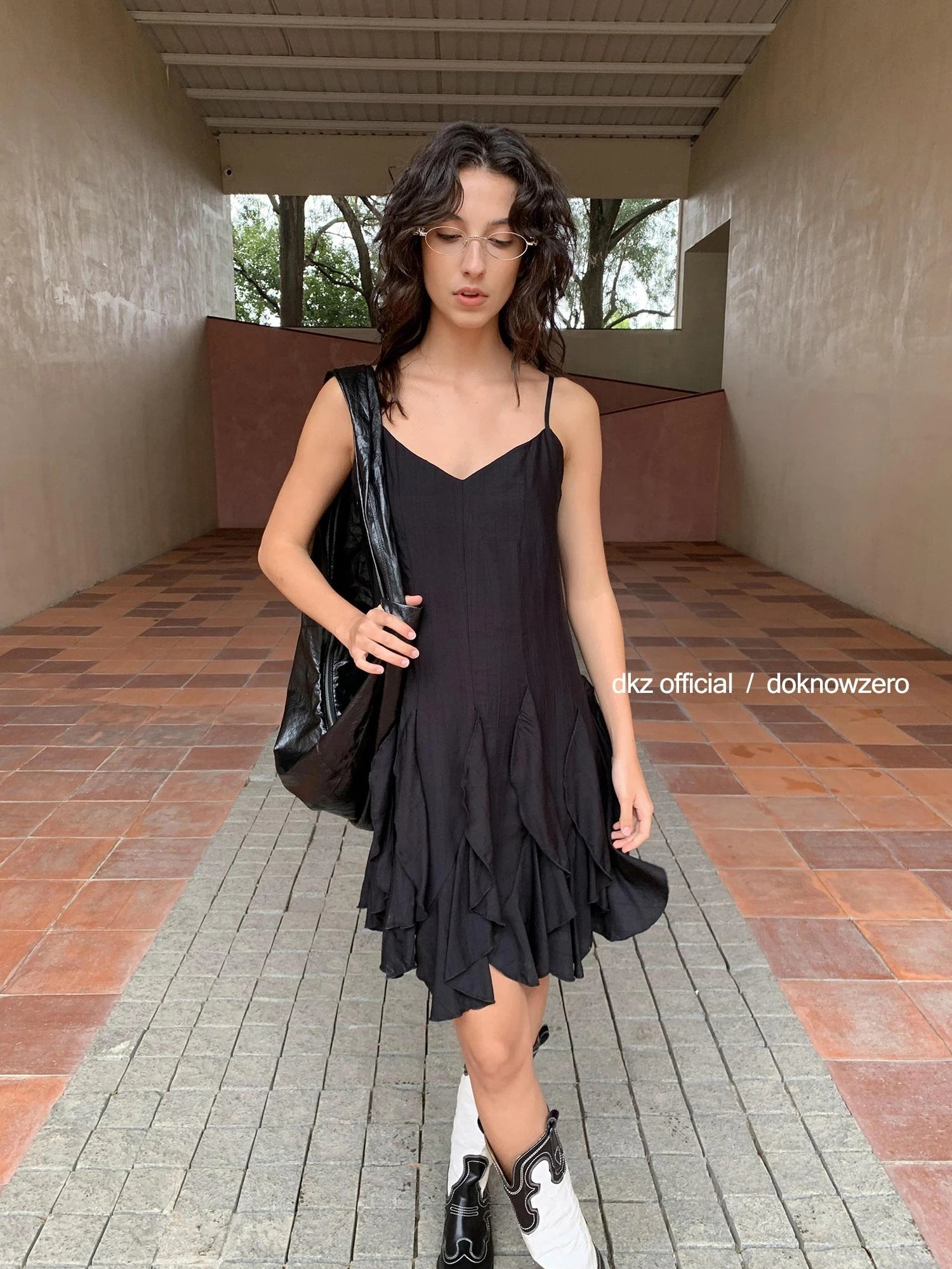 DKZ OFFICIAL Asymmetrical Hem Sleeveless Midi Dress
