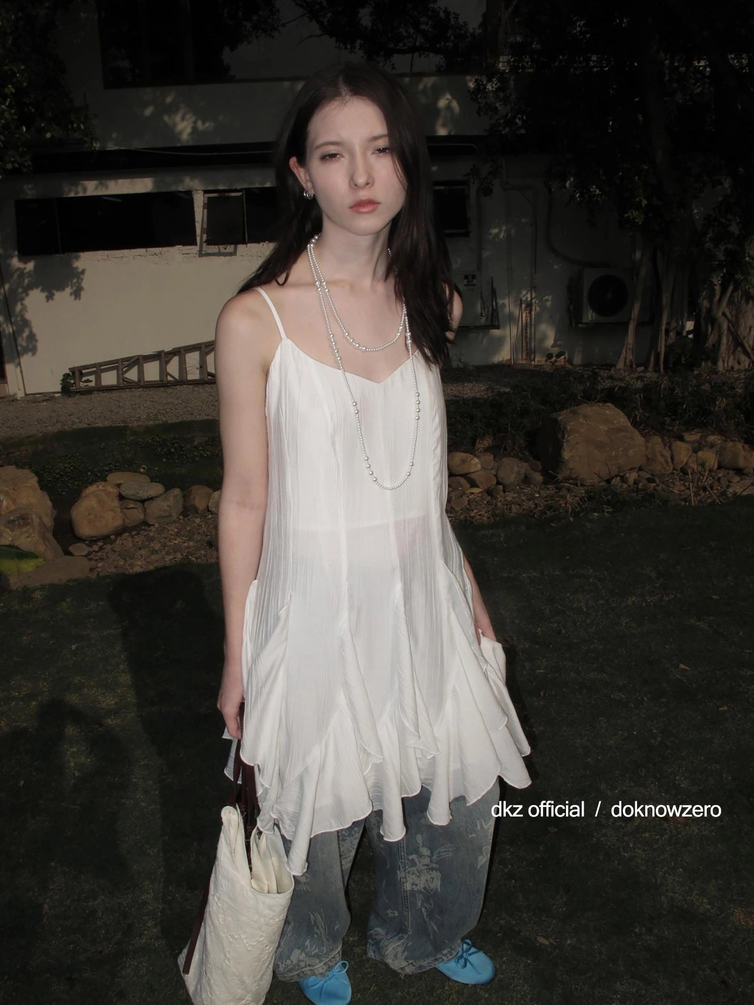DKZ OFFICIAL Asymmetrical Hem Sleeveless Midi Dress