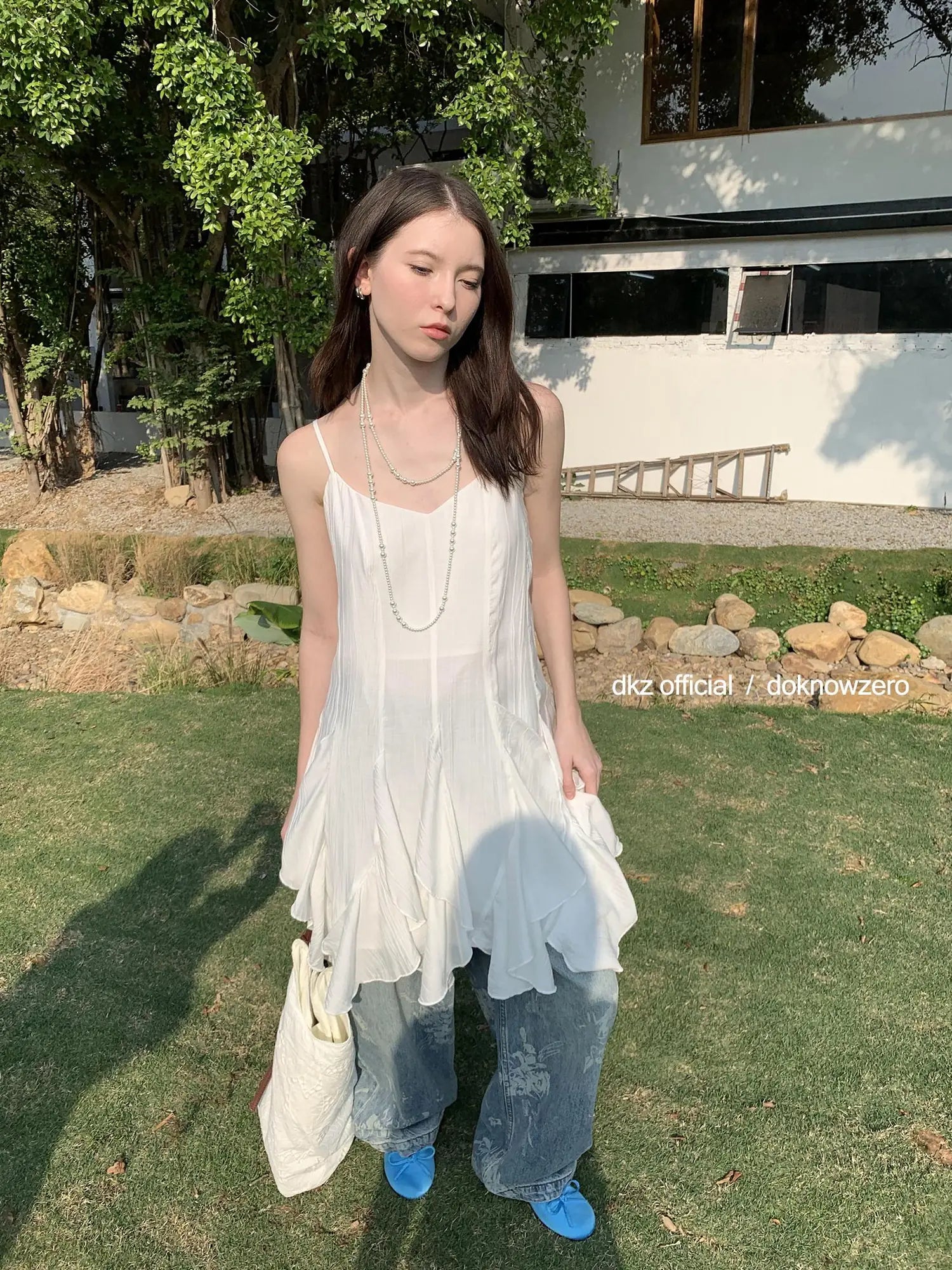 DKZ OFFICIAL Asymmetrical Hem Sleeveless Midi Dress