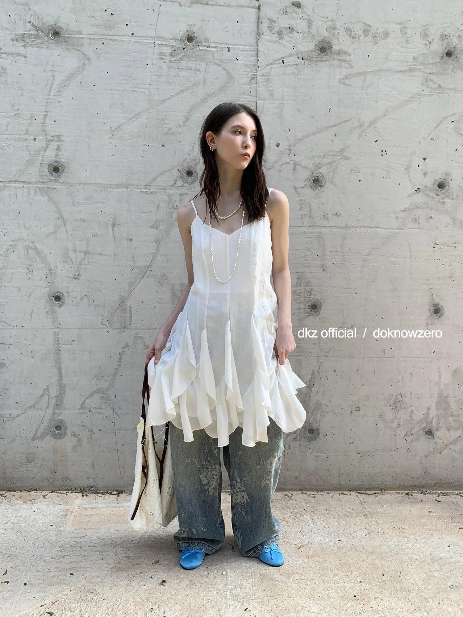 DKZ OFFICIAL Asymmetrical Hem Sleeveless Midi Dress