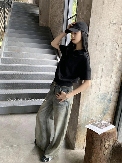 DKZ OFFICIAL Asymmetrical Slouchy Knit Top