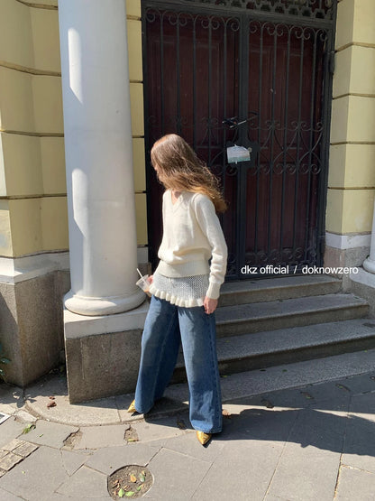 Atmosphere V-neck Knit Set With Skirt