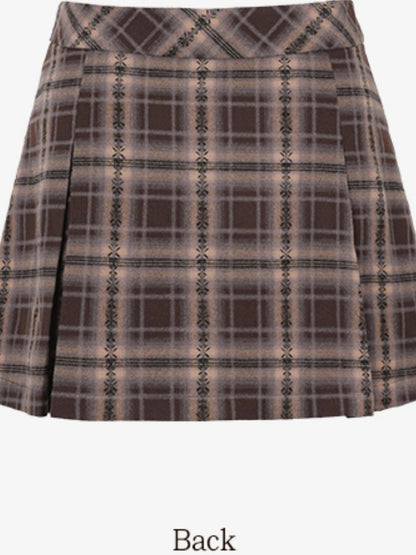 DKZ OFFICIAL Autumn High Waist Plaid A Line Skirt