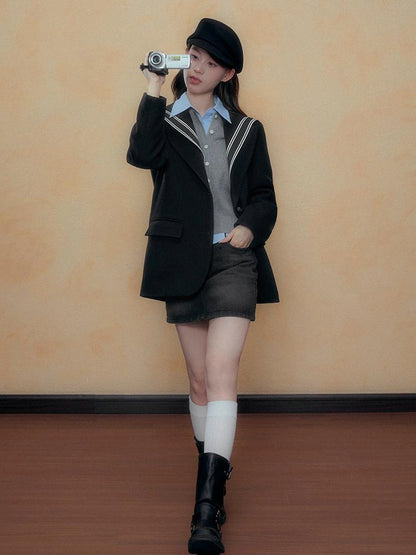 DKZ OFFICIAL Autumn Winter College Nautical Blazer