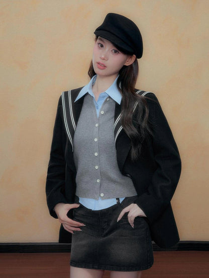 DKZ OFFICIAL Autumn Winter College Nautical Blazer