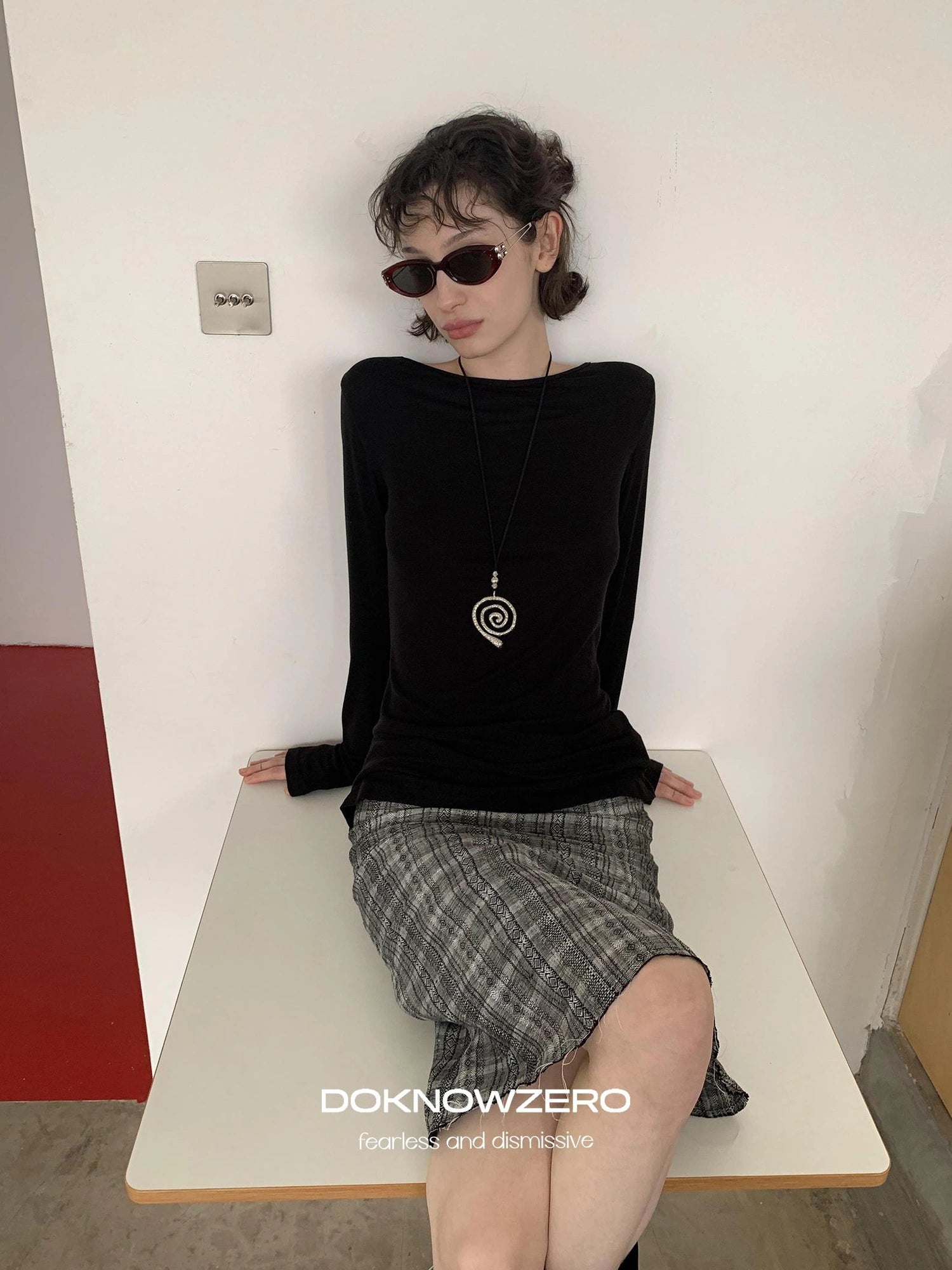 DKZ OFFICIAL Back Tie Cutout Long Sleeve T-Shirt
