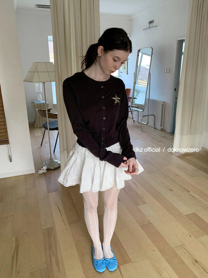 DKZ OFFICIAL Ballet Lace Flared Mini Skirt
