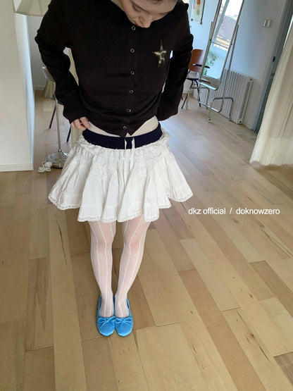 DKZ OFFICIAL Ballet Lace Flared Mini Skirt