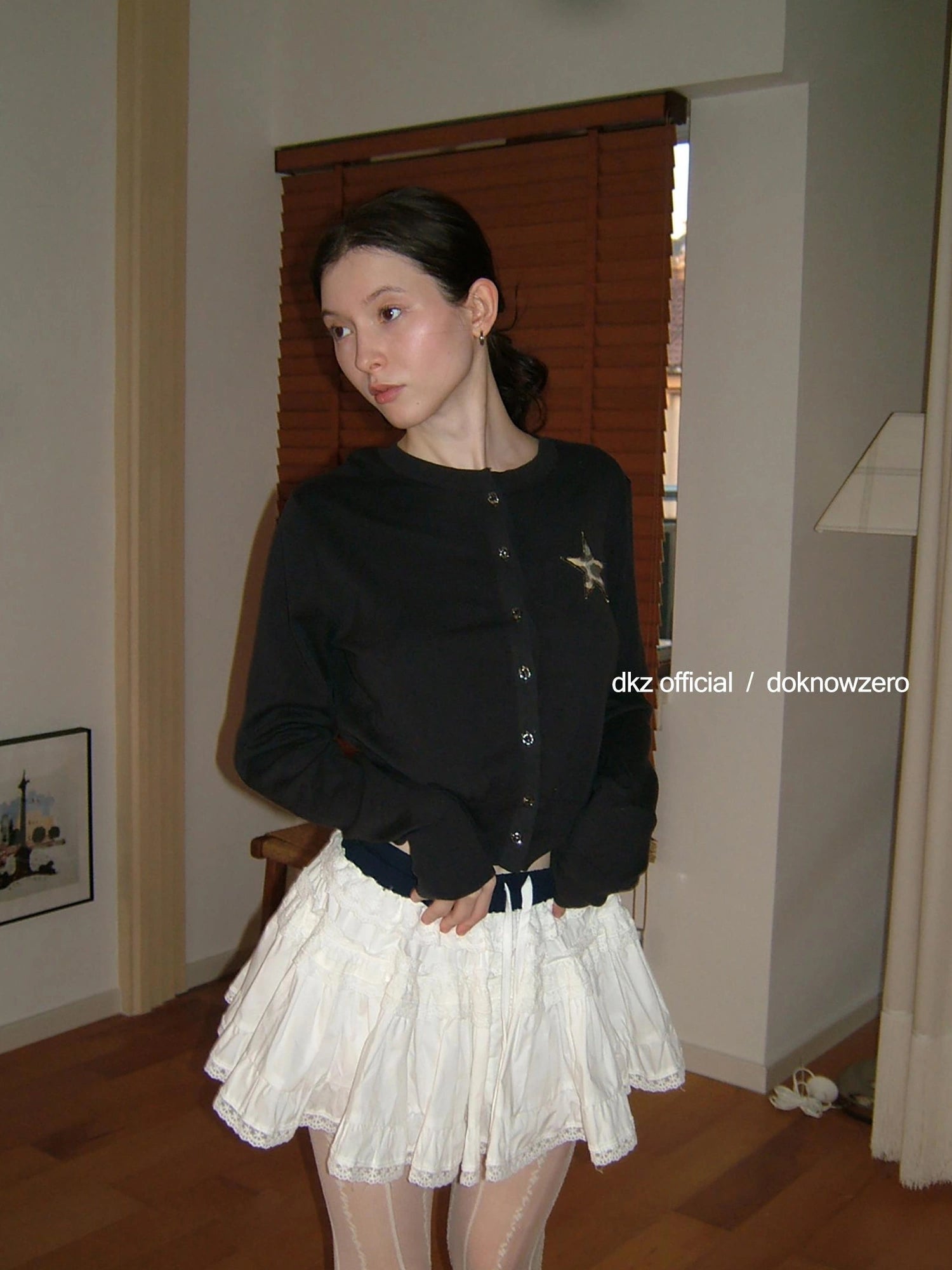 DKZ OFFICIAL Ballet Lace Flared Mini Skirt