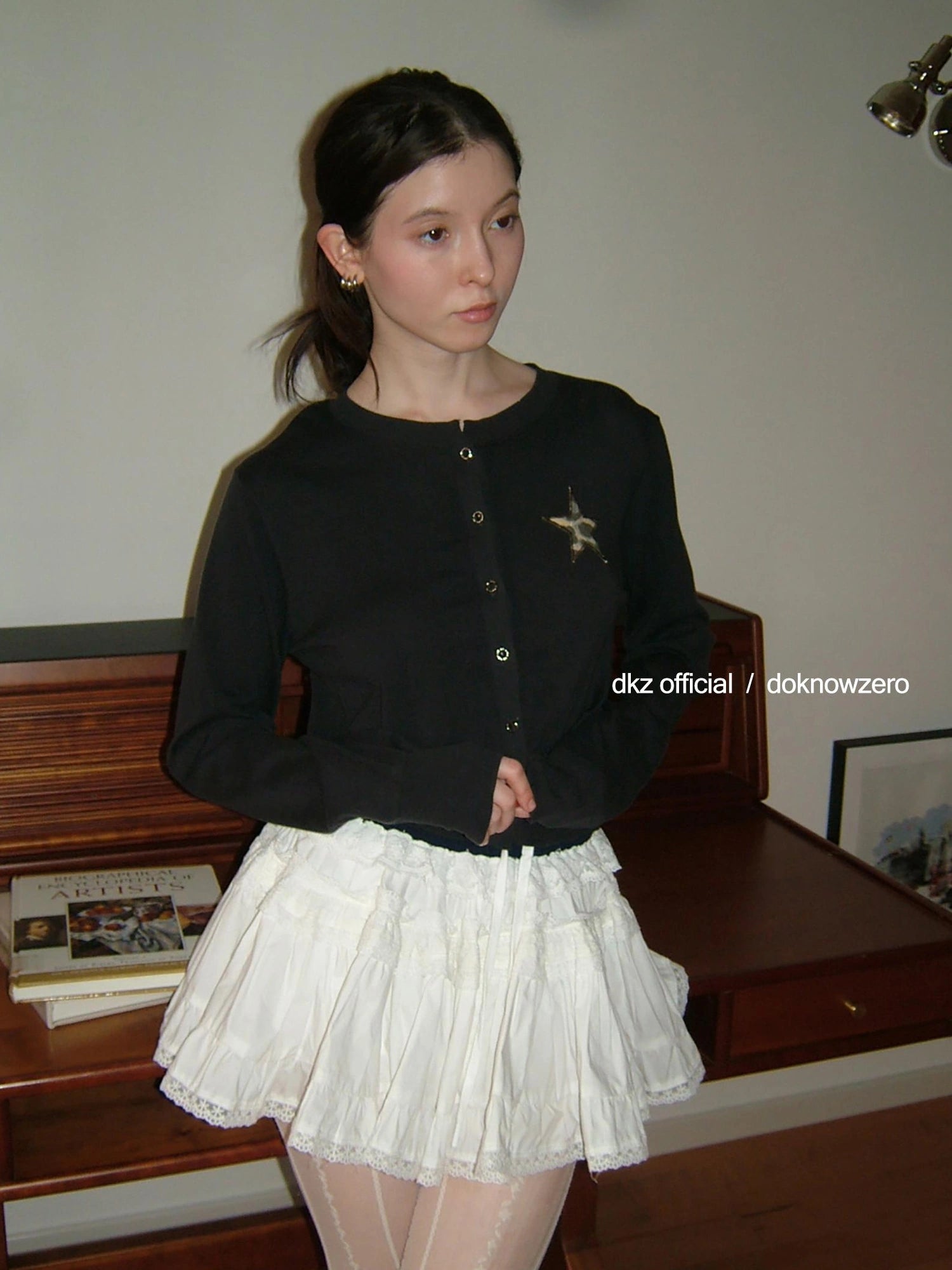 DKZ OFFICIAL Ballet Lace Flared Mini Skirt