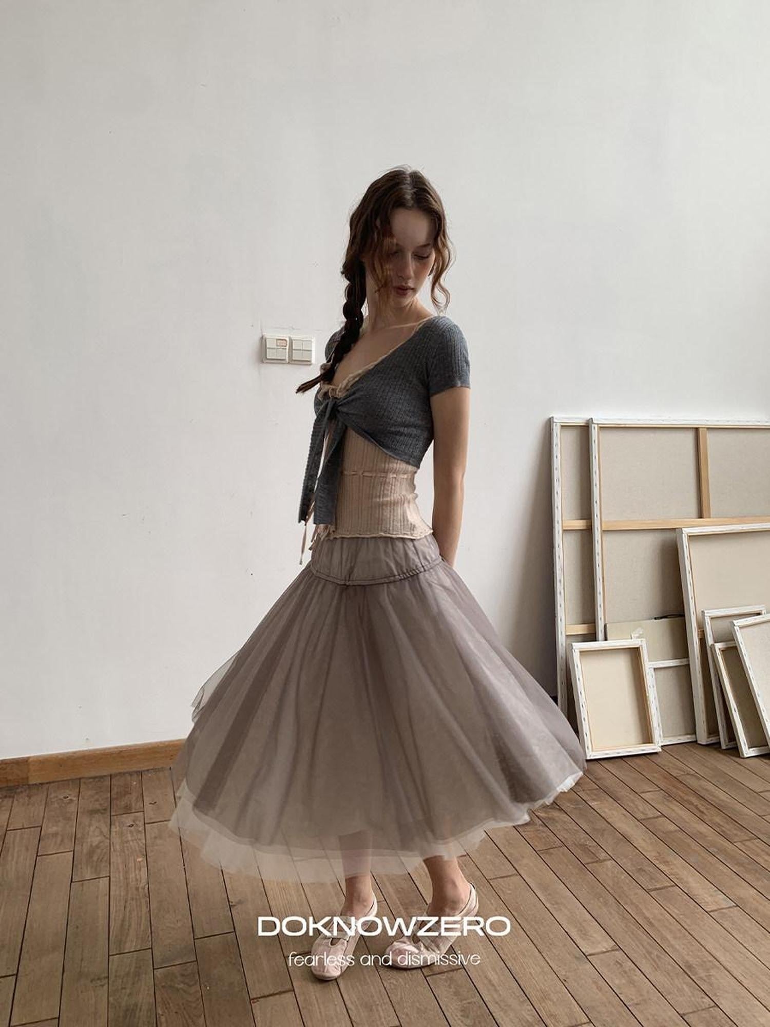 DKZ OFFICIAL Ballet Tulle Mesh A Line Loose Women&