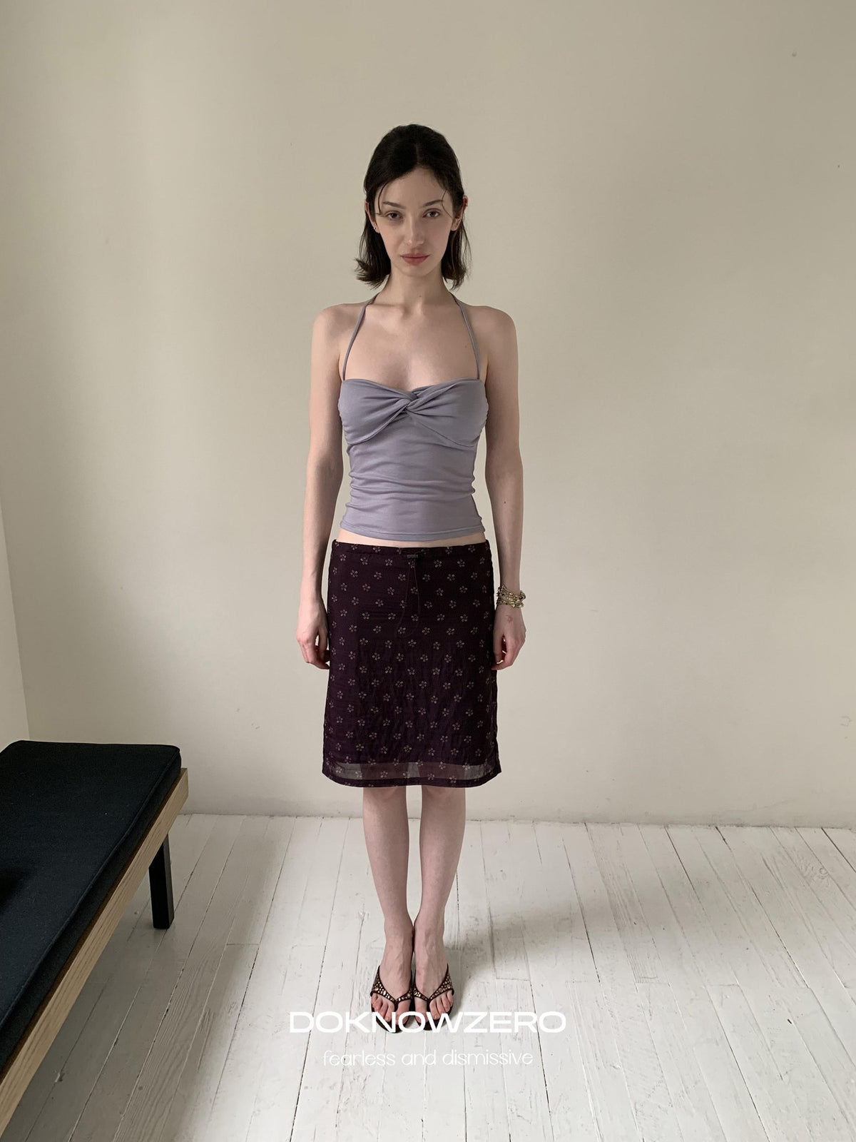 DKZ OFFICIAL Ballet Twist Knotted Halter Slim Fit Women&