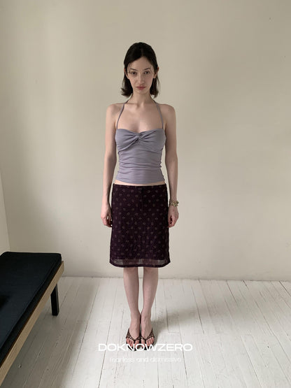 DKZ OFFICIAL Ballet Twist Knotted Halter Slim Fit Women&