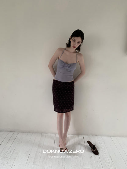 DKZ OFFICIAL Ballet Twist Knotted Halter Slim Fit Women&