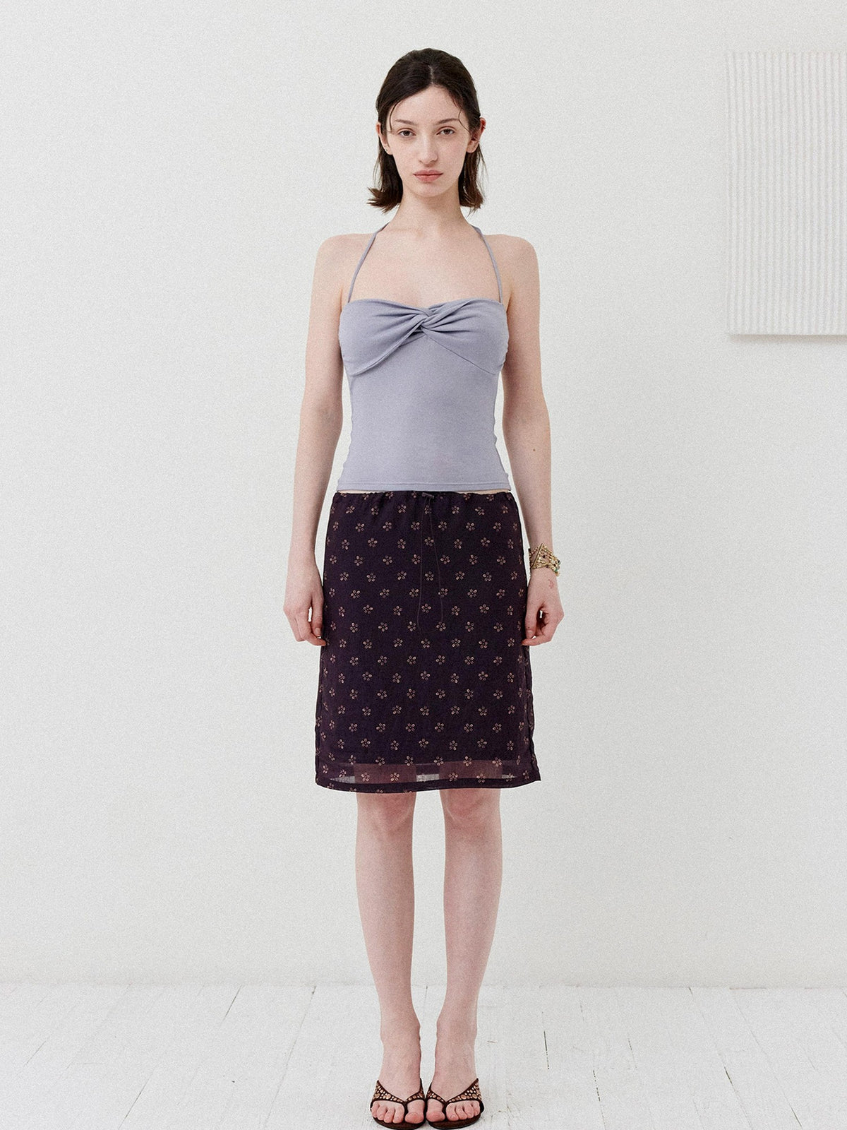 DKZ OFFICIAL Ballet Twist Knotted Halter Slim Fit Women&