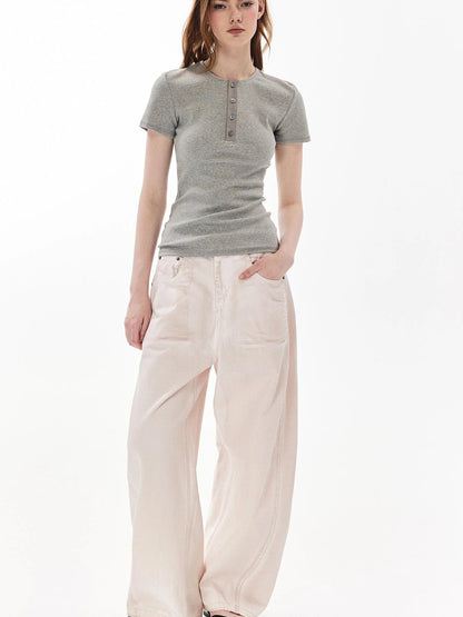 DKZ OFFICIAL Banana Fit Flared Jeans For Women Loose Retro Wide Leg Trousers