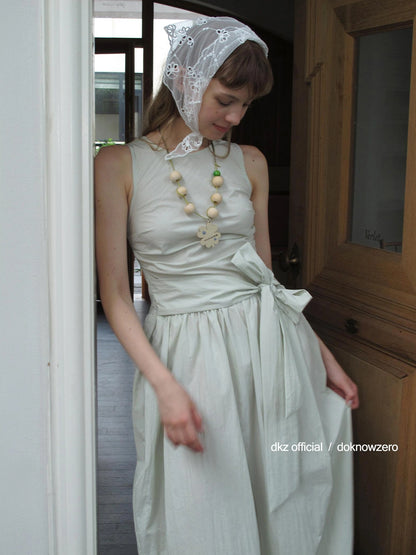 DKZ OFFICIAL Beaded Tie Waist Blossom Midi Dress