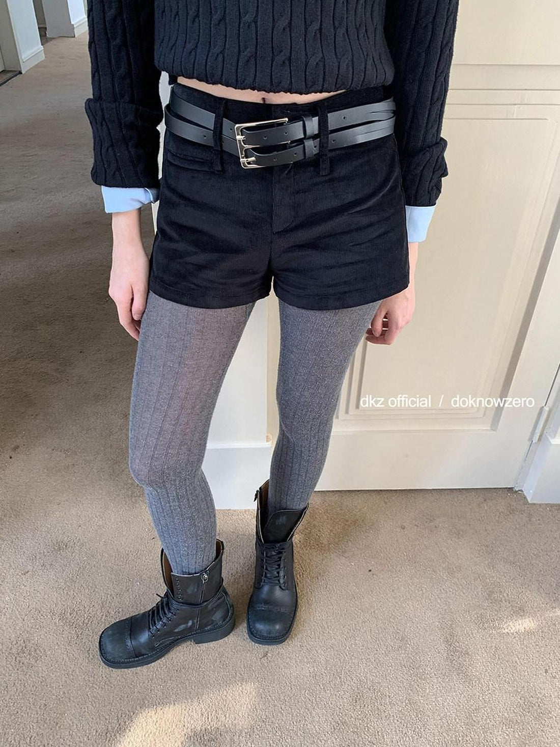 DKZ OFFICIAL Black Brushed Belted Slim Fit Women&