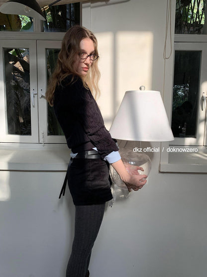 DKZ OFFICIAL Black Brushed Belted Slim Fit Women&